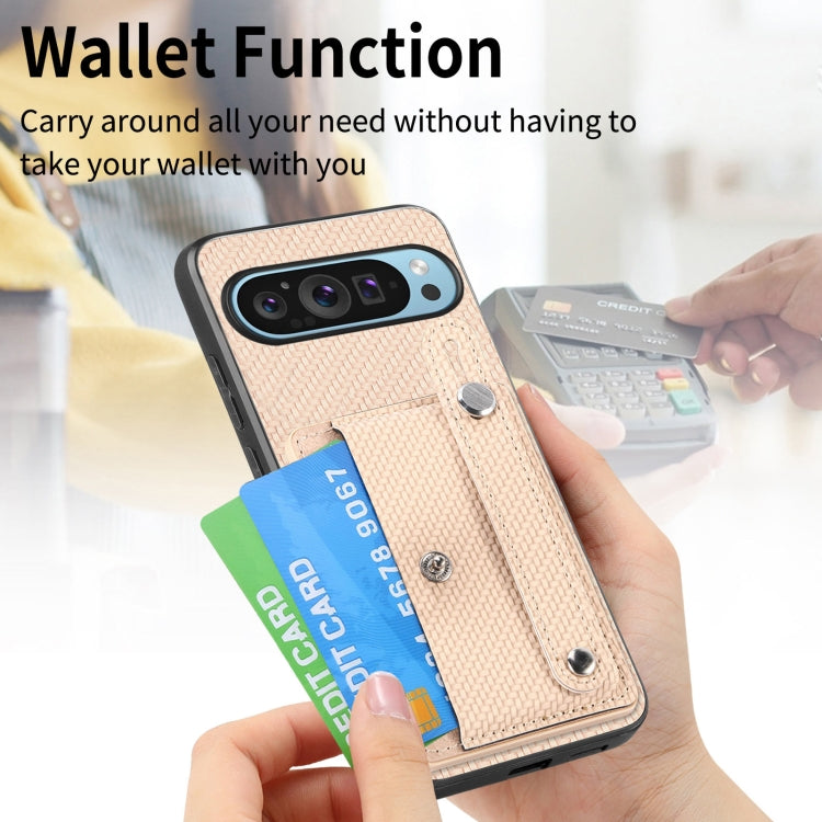 For Google Pixel 9 Pro Wristband Kickstand Card Wallet Back Cover Phone Case with Tool Knife(Khaki) - free shipping - PMC TechLife - Order now!