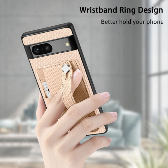 For Google Pixel 9 Pro Wristband Kickstand Card Wallet Back Cover Phone Case with Tool Knife(Brown)