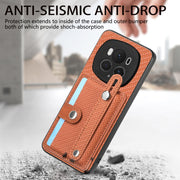 For Honor Magic6 Pro 5G Wristband Kickstand Card Wallet Back Cover Phone Case with Tool Knife(Brown)