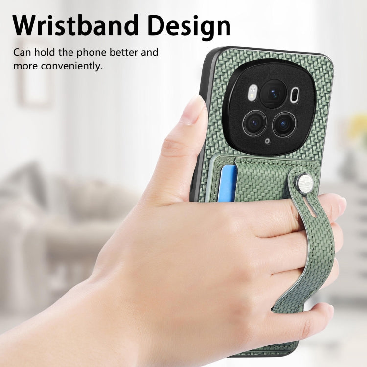 For Honor Magic6 Pro 5G Wristband Kickstand Card Wallet Back Cover Phone Case with Tool Knife(Green) - free shipping - PMC Jewellery - Order now!