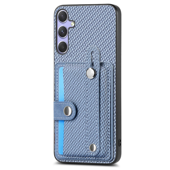 For Samsung Galaxy S25 Ultra 5G Wristband Kickstand Wallet Back Phone Case with Tool Knife(Blue)