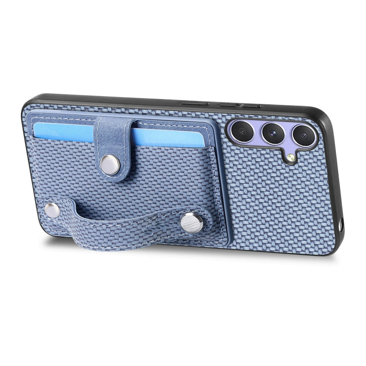 For Samsung Galaxy S25 Ultra 5G Wristband Kickstand Wallet Back Phone Case with Tool Knife(Blue)