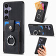 For Samsung Galaxy S25 5G Retro Skin-feel Ring Card Wallet Phone Case(Black) - Galaxy S25 5G Cases by PMC TechLife | Online Shopping South Africa | PMC TechLife | Buy Now Pay Later Mobicred