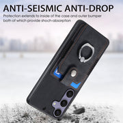 For Samsung Galaxy S25 5G Retro Skin-feel Ring Card Wallet Phone Case(Black)