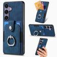 For Samsung Galaxy S25 5G Retro Skin-feel Ring Card Wallet Phone Case(Blue) - Galaxy S25 5G Cases by PMC TechLife | Online Shopping South Africa | PMC TechLife | Buy Now Pay Later Mobicred