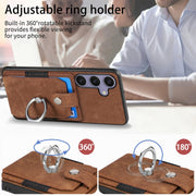 For Samsung Galaxy S25 5G Retro Skin-feel Ring Card Wallet Phone Case(Brown)