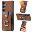 For Samsung Galaxy S25 Ultra 5G Retro Skin-feel Ring Card Wallet Phone Case(Brown) - Galaxy S25 Ultra 5G Cases by PMC TechLife | Online Shopping South Africa | PMC TechLife | Buy Now Pay Later Mobicred