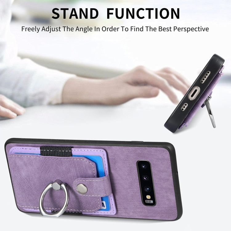 For Samsung Galaxy S25 5G Retro Skin-feel Ring Card Wallet Phone Case(Blue)