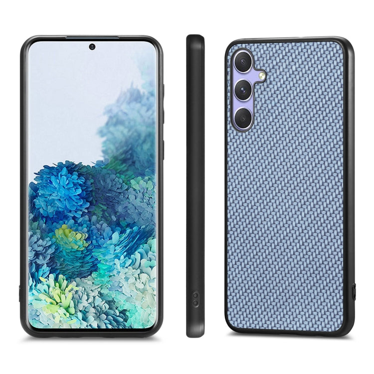 For Samsung Galaxy S25 5G Carbon Fiber Texture Leather Back Cover Phone Case(Blue) - Galaxy Phone Cases by PMC Jewellery | Online Shopping South Africa | PMC Jewellery | Buy Now Pay Later Mobicred