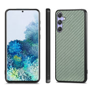 For Samsung Galaxy S25 5G Carbon Fiber Texture Leather Back Cover Phone Case(Green)