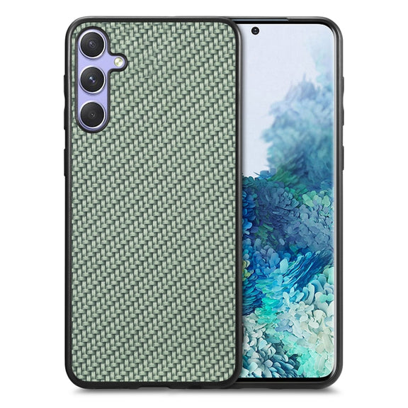 For Samsung Galaxy S25 5G Carbon Fiber Texture Leather Back Cover Phone Case(Green)