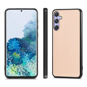 For Samsung Galaxy S25 5G Carbon Fiber Texture Leather Back Cover Phone Case(Khaki)