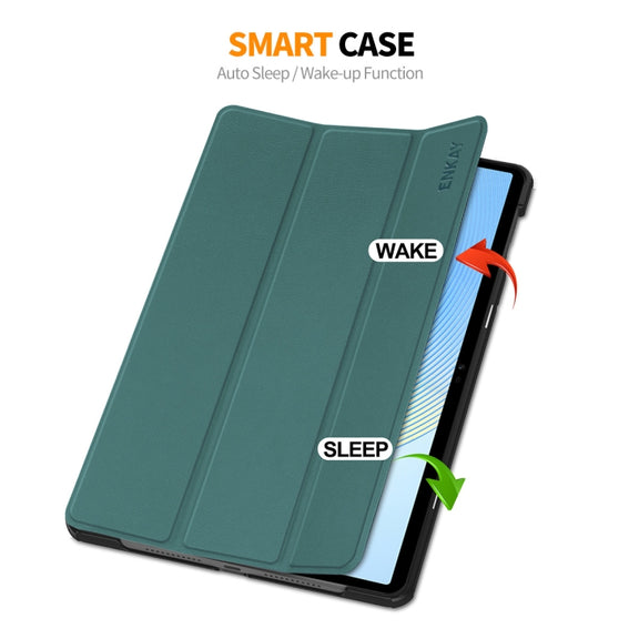For Honor Pad X8 Pro / X9 11.5 ENKAY Tri-fold Custer Texture Leather Smart Tablet Case(Grey)