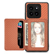 For Xiaomi 14 Pro Carbon Fiber Magnetic Card Bag Phone Case(Brown) - 14 Pro Cases by PMC TechLife | Online Shopping South Africa | PMC TechLife | Buy Now Pay Later Mobicred