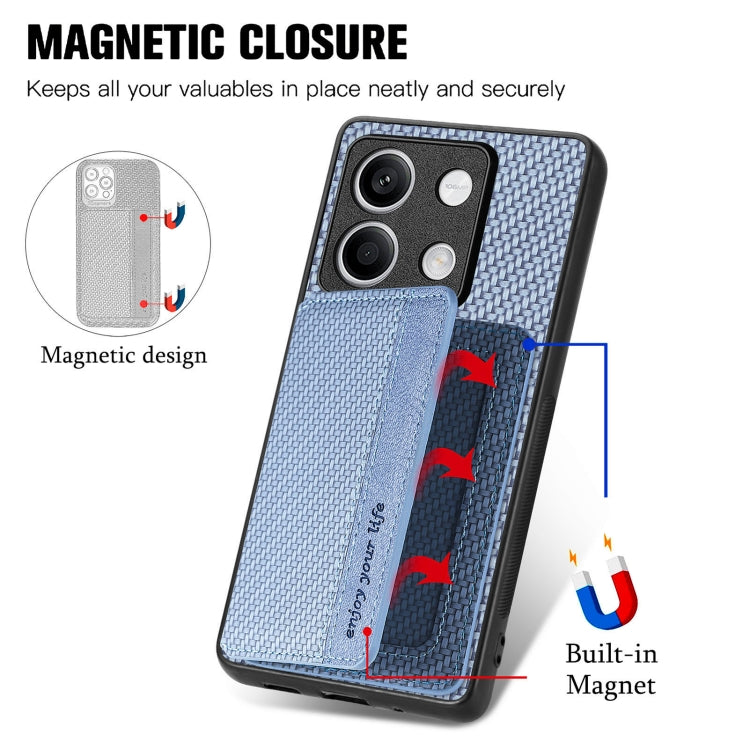 for Redmi Note 13 4G Carbon Fiber Magnetic Card Bag Phone Case(Blue) - Note 13 Cases by PMC TechLife | Online Shopping South Africa | PMC TechLife | Buy Now Pay Later Mobicred