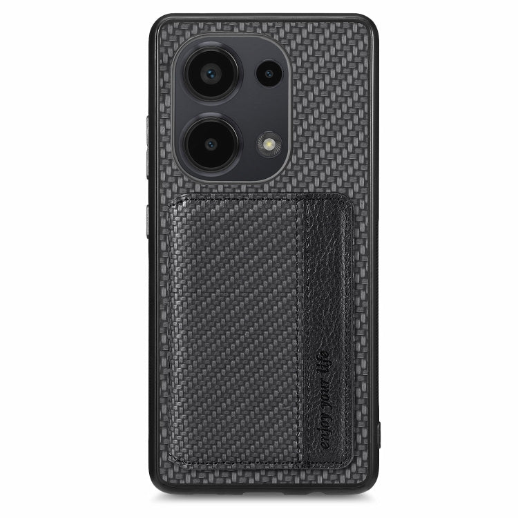 For Redmi Note 13 Pro 4G Carbon Fiber Magnetic Card Bag Phone Case(Black) - Note 13 Pro Cases by PMC TechLife | Online Shopping South Africa | PMC TechLife | Buy Now Pay Later Mobicred