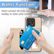 For Xiaomi 14 Pro Carbon Fiber Magnetic Card Bag Phone Case(Brown)