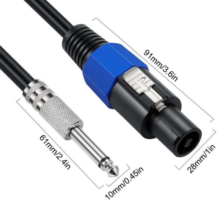 JUNSUNMAY Speakon Male to 6.35mm Male Audio Speaker Adapter Cable with Snap Lock, Length:6FT