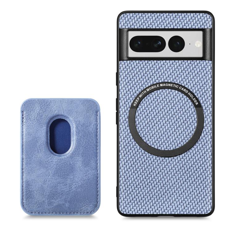 For Google Pixel 7 Pro Carbon Fiber Leather Card Magsafe Phone Case(Blue) - free shipping - PMC TechLife - Order now!