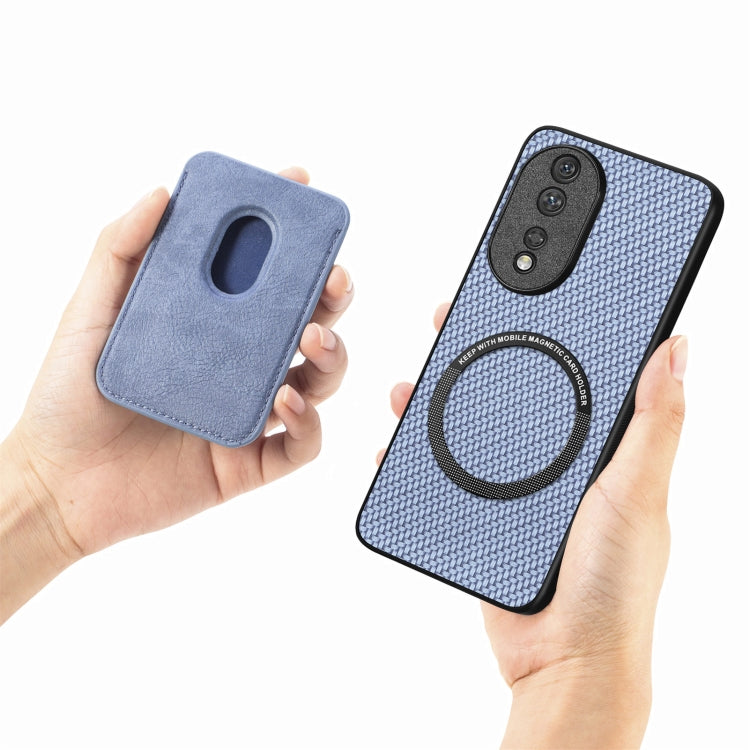 For Honor 80 Carbon Fiber Leather Card Magsafe Phone Case(Brown) - Honor Cases by PMC TechLife | Online Shopping South Africa | PMC TechLife | Buy Now Pay Later Mobicred