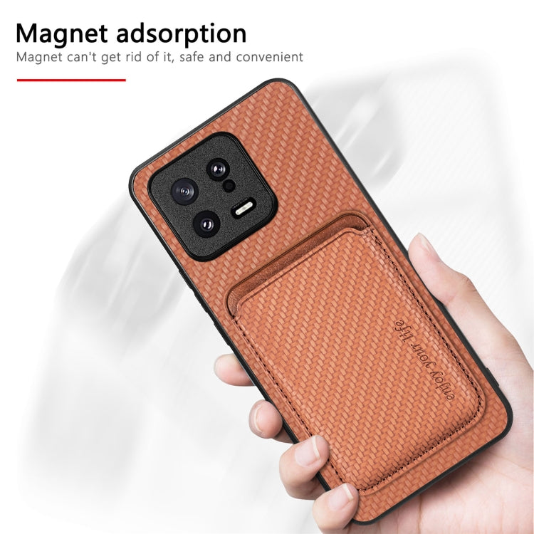 For Xiaomi 13 Pro Carbon Fiber Leather Card Magsafe Phone Case(Blue) - 13 Pro Cases by PMC TechLife | Online Shopping South Africa | PMC TechLife