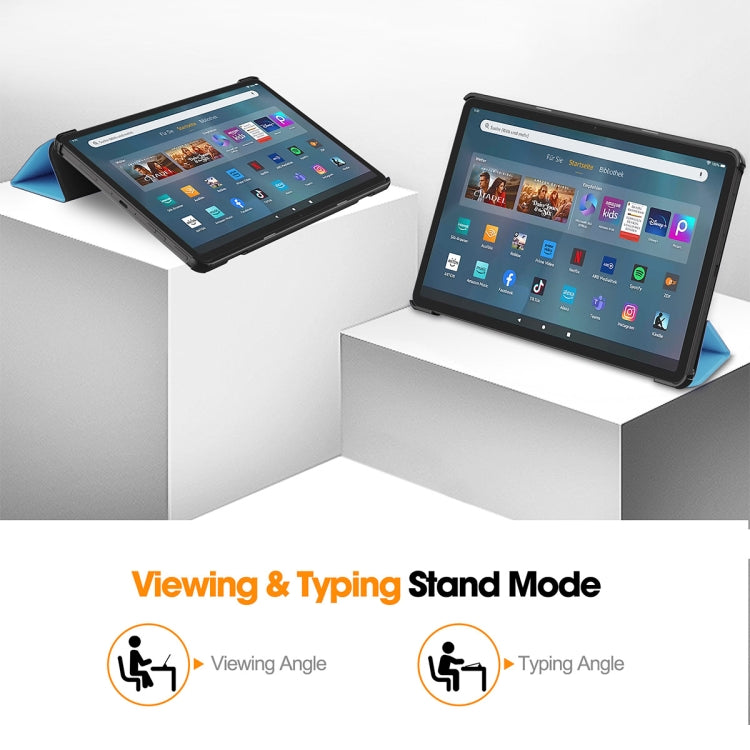 For Amazon Fire Max 11 ENKAY Tri-fold Custer Texture Leather Smart Tablet Case(Dark Blue) - Amazon by ENKAY | Online Shopping South Africa | PMC TechLife | Buy Now Pay Later Mobicred