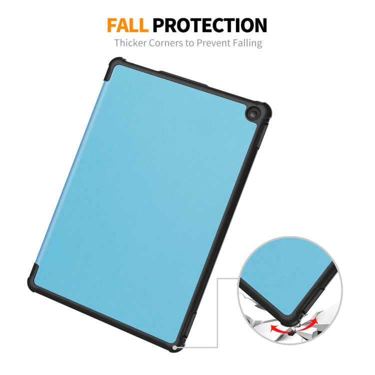 For Amazon Fire HD 10 2023 ENKAY ENKAY Tri-fold Custer Texture Leather Smart Tablet Case(Grey)
