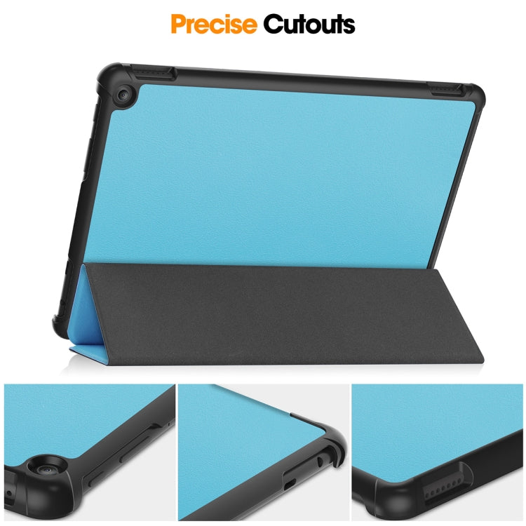 For Amazon Fire HD 10 2023 ENKAY ENKAY Tri-fold Custer Texture Leather Smart Tablet Case(Grey)