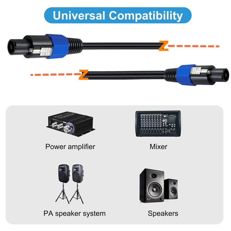 JUNSUNMAY Speakon Male to Speakon Male Audio Speaker Adapter Cable with Snap Lock, Length:10FT