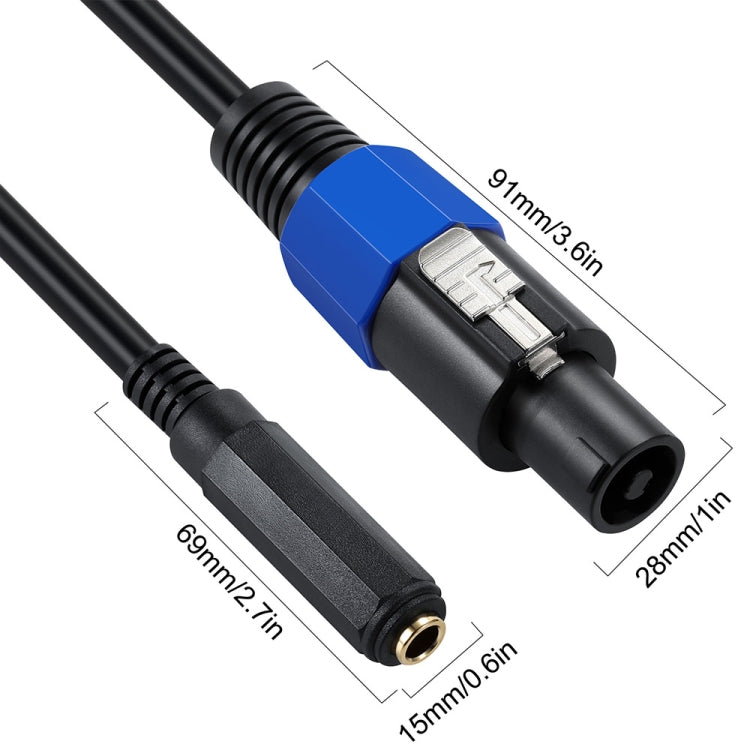 JUNSUNMAY Speakon Male to 6.35mm Female Audio Speaker Adapter Cable with Snap Lock, Length: 50cm - Microphone Audio Cable & Connector by JUNSUNMAY | Online Shopping South Africa | PMC TechLife | Buy Now Pay Later Mobicred