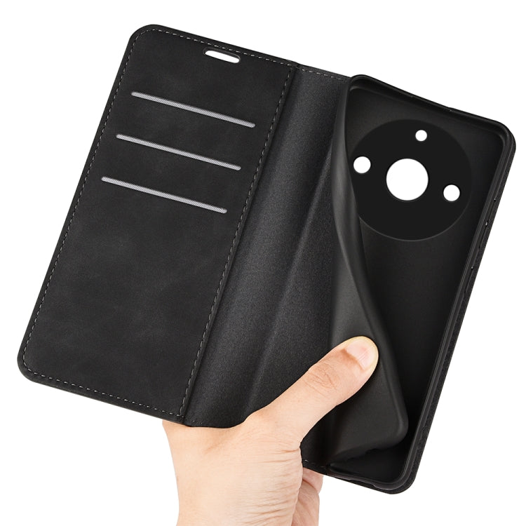 For Realme 11 Pro Retro-skin  Magnetic Suction Leather Phone Case(Black) - OPPO Cases by PMC TechLife | Online Shopping South Africa | PMC TechLife | Buy Now Pay Later Mobicred