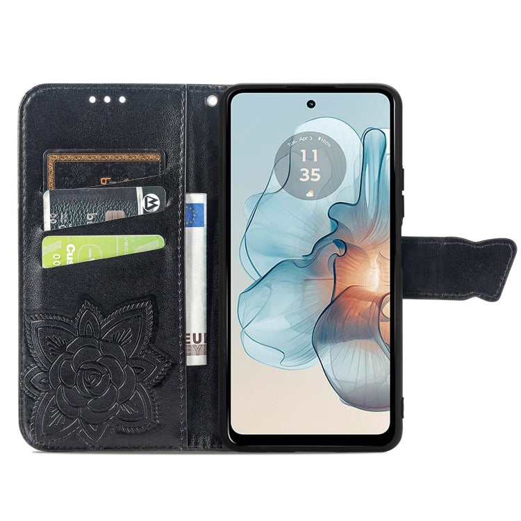 For Motorola Moto G24 Power Butterfly Love Flower Embossed Leather Phone Case(Black) - free shipping - PMC TechLife - Order now!