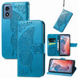 For Motorola Moto G  Play  2024 Butterfly Love Flower Embossed Leather Phone Case(Blue) - Motorola Cases by PMC Jewellery | Online Shopping South Africa | PMC Jewellery | Buy Now Pay Later Mobicred
