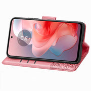 For Motorola Moto G Power 2024 Butterfly Love Flower Embossed Leather Phone Case(Pink)