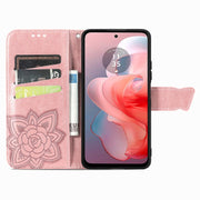 For Motorola Moto G Power 2024 Butterfly Love Flower Embossed Leather Phone Case(Rose Pink)