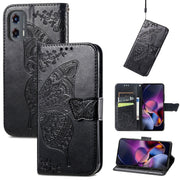 For Motorola Moto G Stylus 5G 2024 Butterfly Love Flower Embossed Leather Phone Case(Black)