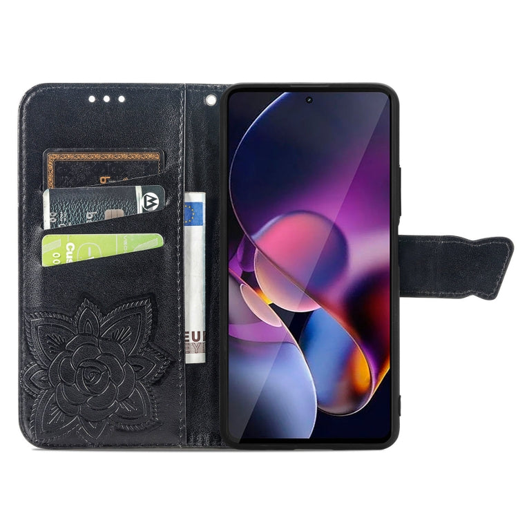 For Motorola Moto G Stylus 5G 2024 Butterfly Love Flower Embossed Leather Phone Case(Black)