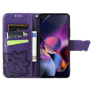 For Motorola Moto G Stylus 5G 2024 Butterfly Love Flower Embossed Leather Phone Case(Dark Purple)