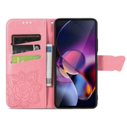 For Motorola Moto G Stylus 5G 2024 Butterfly Love Flower Embossed Leather Phone Case(Pink)