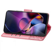 For Motorola Moto G Stylus 5G 2024 Butterfly Love Flower Embossed Leather Phone Case(Pink)