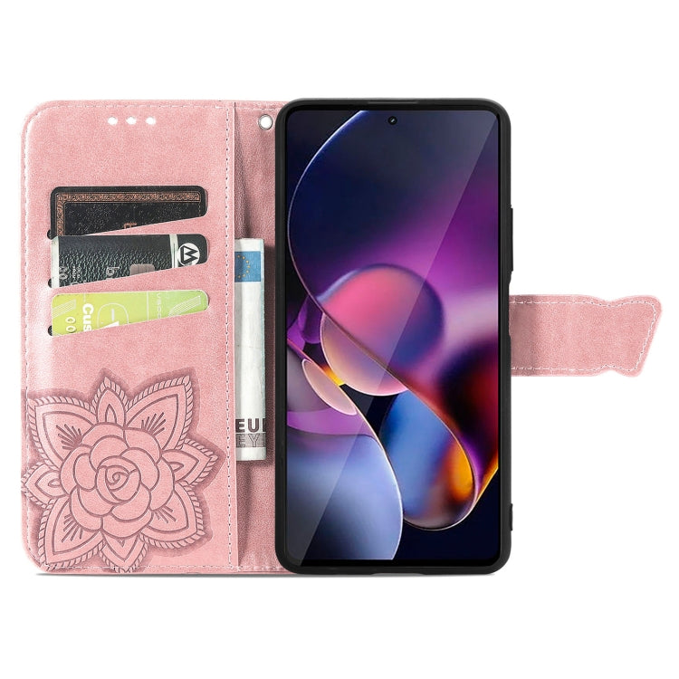 For Motorola Moto G Stylus 5G 2024 Butterfly Love Flower Embossed Leather Phone Case(Rose Pink)