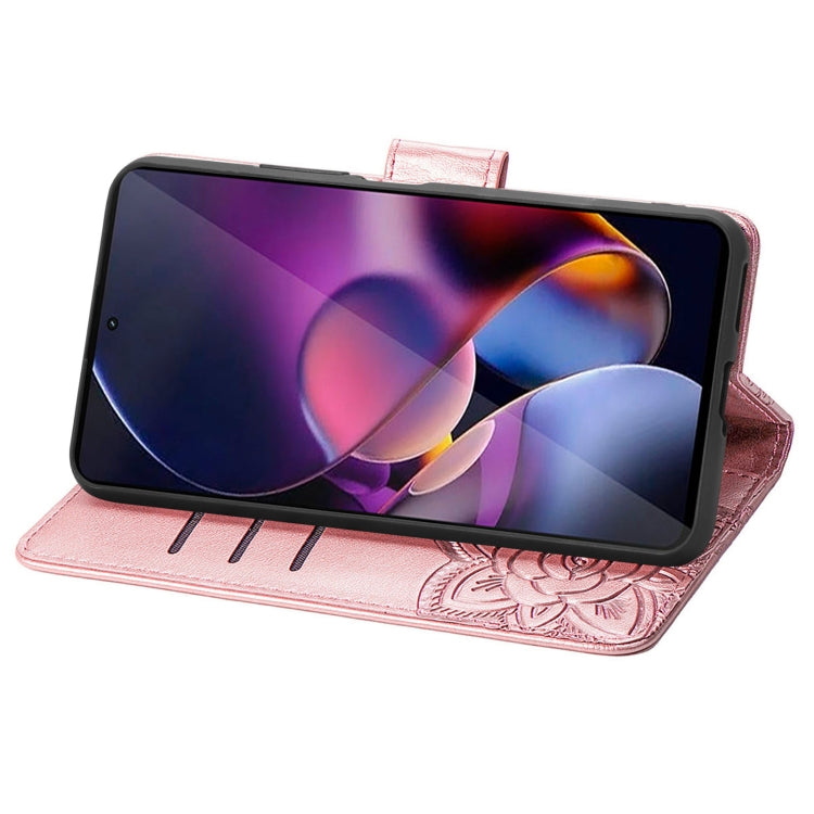 For Motorola Moto G Stylus 5G 2024 Butterfly Love Flower Embossed Leather Phone Case(Rose Pink)
