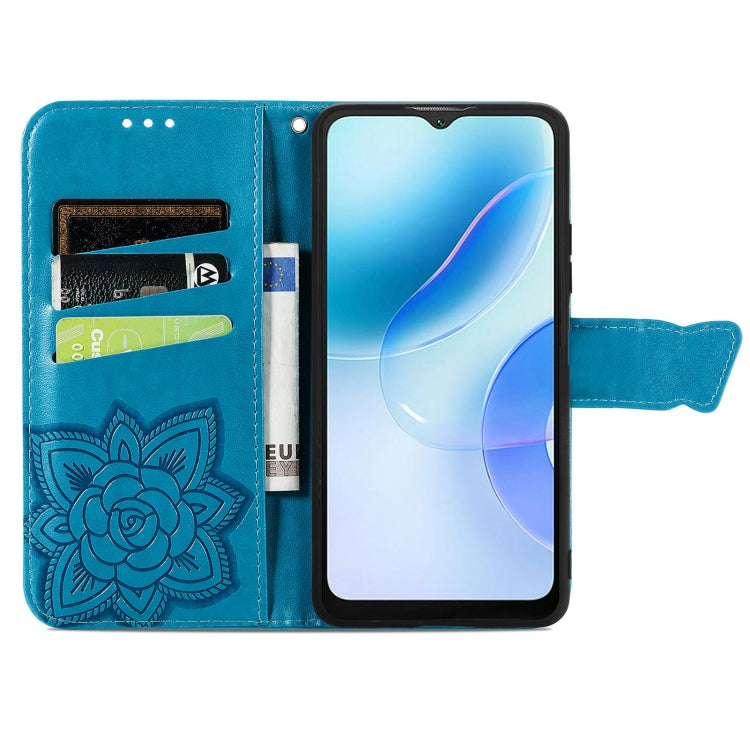 For Blackview A53 Butterfly Love Flower Embossed Leather Phone Case(Blue) - More Brand by PMC TechLife | Online Shopping South Africa | PMC TechLife | Buy Now Pay Later Mobicred