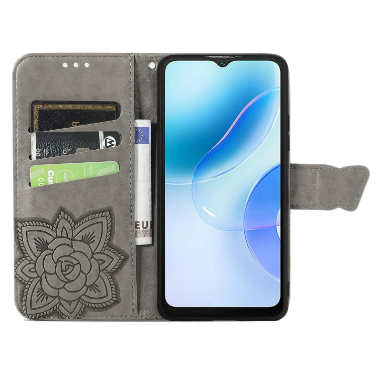 For Blackview A53 Butterfly Love Flower Embossed Leather Phone Case(Gray) - More Brand by PMC TechLife | Online Shopping South Africa | PMC TechLife | Buy Now Pay Later Mobicred