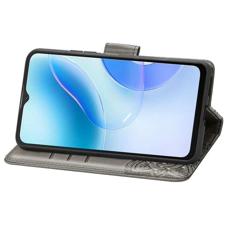 For Blackview A53 Butterfly Love Flower Embossed Leather Phone Case(Gray) - More Brand by PMC TechLife | Online Shopping South Africa | PMC TechLife | Buy Now Pay Later Mobicred