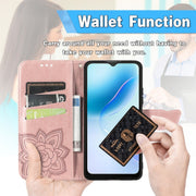 For Blackview A53 Butterfly Love Flower Embossed Leather Phone Case(Purple)