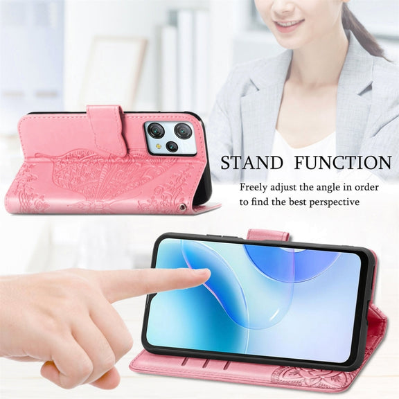 For Blackview A53 Butterfly Love Flower Embossed Leather Phone Case(Purple)