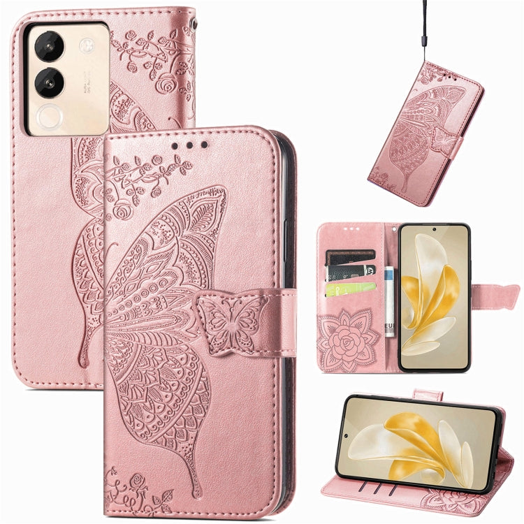 For vivo X100 Pro Butterfly Love Flower Embossed Leather Phone Case(Rose Gold) - vivo Cases by imak | Online Shopping South Africa | PMC Jewellery | Buy Now Pay Later Mobicred