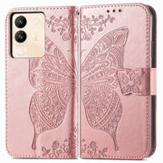 For vivo X100 Pro Butterfly Love Flower Embossed Leather Phone Case(Rose Gold)