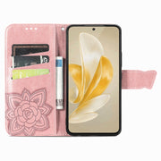 For vivo X100 Pro Butterfly Love Flower Embossed Leather Phone Case(Rose Gold)